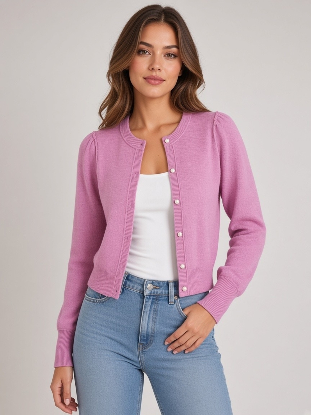 Free People Cashmere Pink Cardi Cardigan Sweater Pearl‎ Button Sz XS